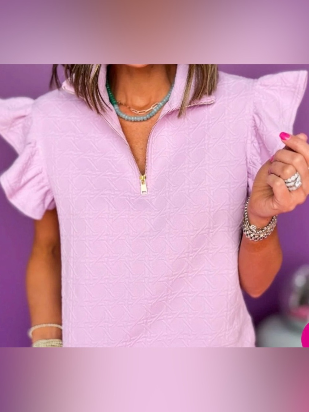 SSYS The Claire Quilted top with Flutter sleeves Size S